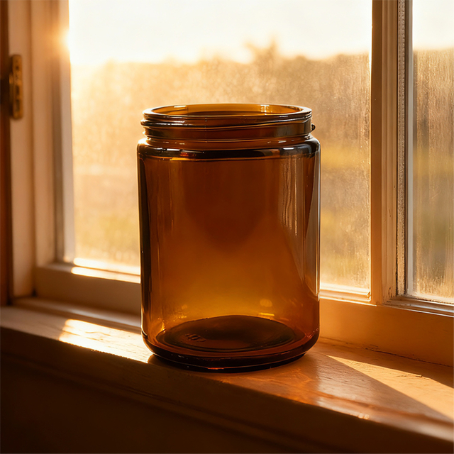  Klassischer Kerzenhalter aus Glas in Teefarbe mit Deckel, Weihnachtsdekoration, Geschenk