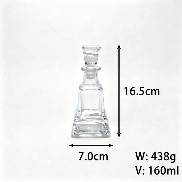 Pyramidenförmige Klarglasflasche mit Spezialstopfen, Parfüm, Kosmetik, Chemikalien, Glaswaren